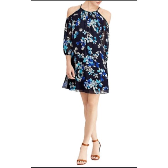 American Living Ralph Lauren Dress Blue 12 Large Open Shoulder New NWT NEW - Picture 1 of 13